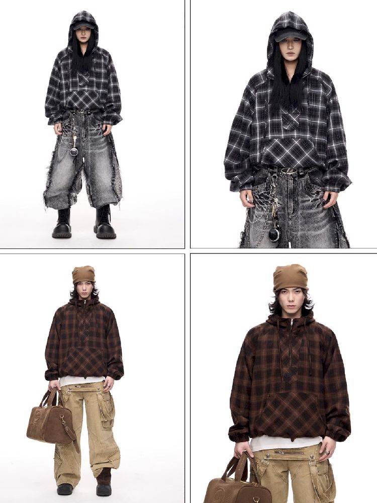 Drawstring Half Zip Hooded Sweatshirt【s0000011358】