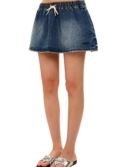 Elastic Waist Vintage Denim Skirt【s0000017430】