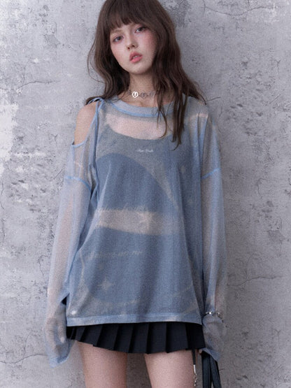 Mesh Cover-Up Summer T-Shirt【s0000017868】