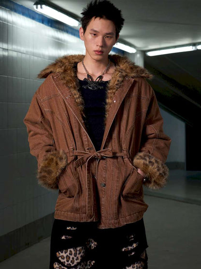 Leopard Print Paneled Denim Jacket【s0000014640】