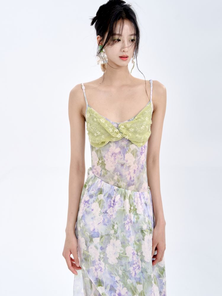 Romantic Splicing Bustier Halter Thin Two-Piece Dress [S0000008779]