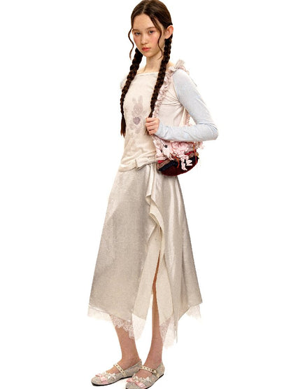 Multi Layered Slit Satin Skirt【s0000017418】