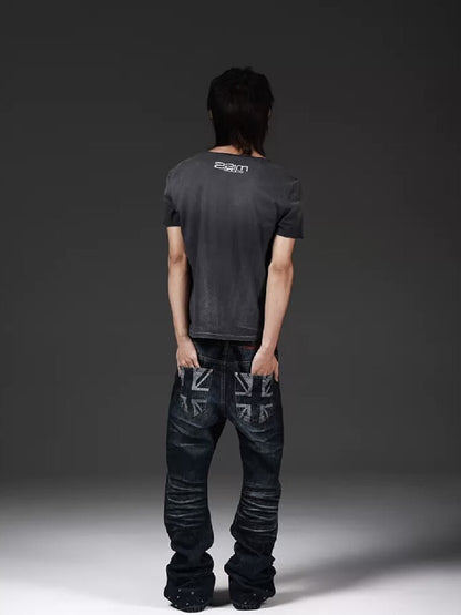 Heavy Wash Cut Neckline Short-Sleeve Tee【s0000018269】
