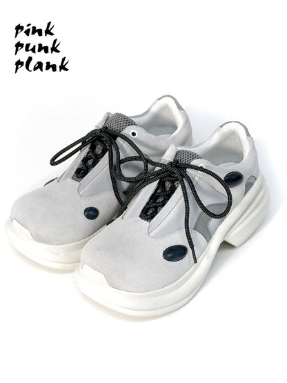 Gray Flip Flop Leather Tech Sport Chunky Shoes【s0000006660】