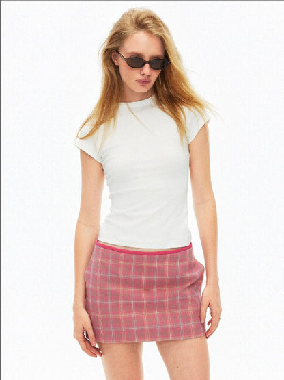 Retro Check Print Irregular Skirt【s0000015919】