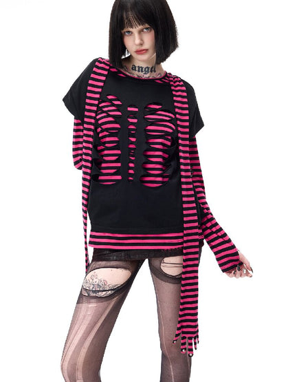 Studded Striped Sun Protection Top【s0000017720】