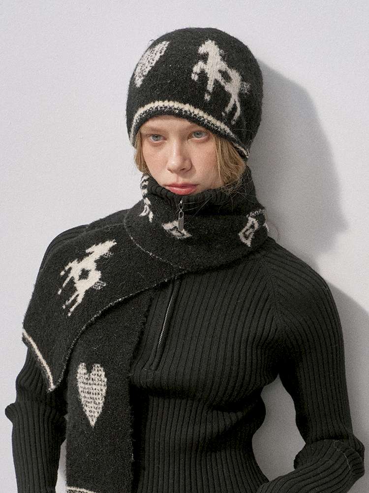 Love Pony Knitted Plush Hat Scarf【s0000015217】