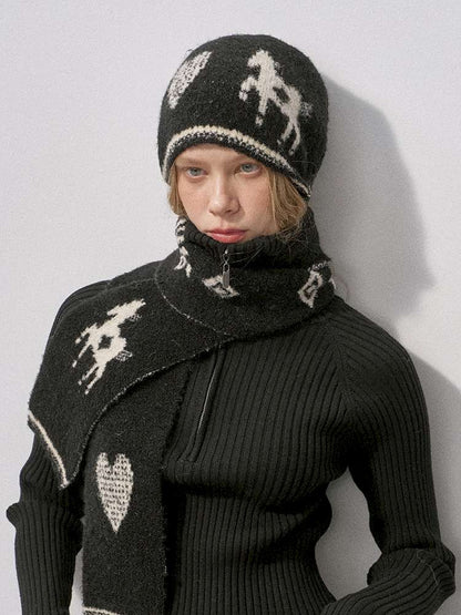 Love Pony Knitted Plush Hat Scarf【s0000015217】