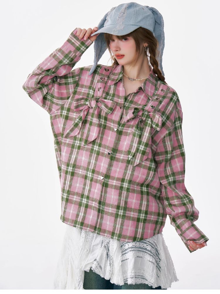 Loose Plaid Shirt Jacket【s0000012218】