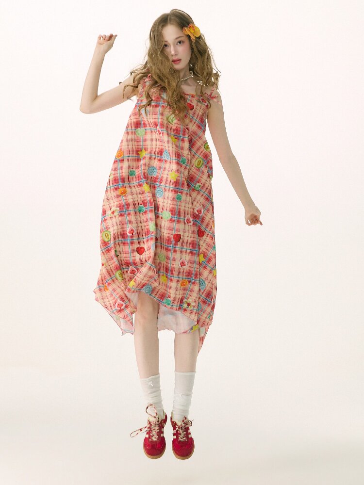 Summer Plaid Fun Print Camisole Dress【s0000016842】