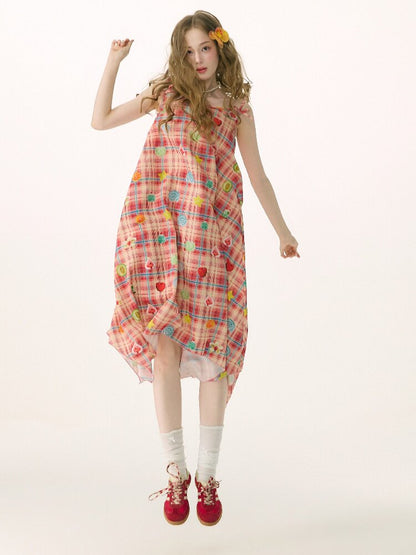 Summer Plaid Fun Print Camisole Dress【s0000016842】