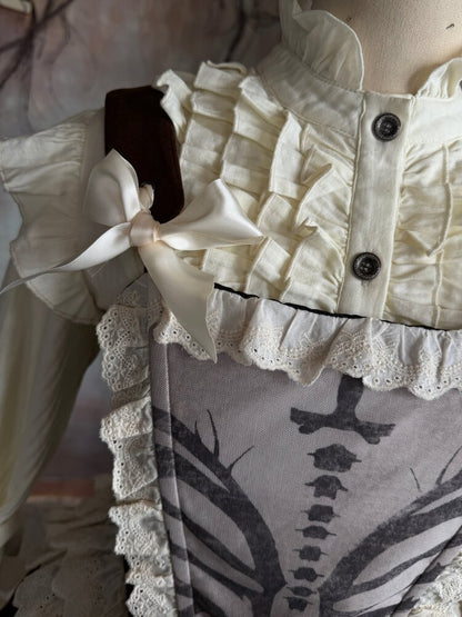 Bone Print Velvet Lace Corset Vest【s0000015613】