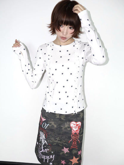 Star Cotton Overfinger Top【s0000018660】