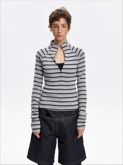 Vintage Striped Slim Knit Top【s0000015059】