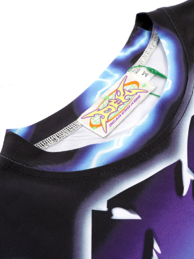 Dark Rock Lightning Print T-shirt【s0000015891】