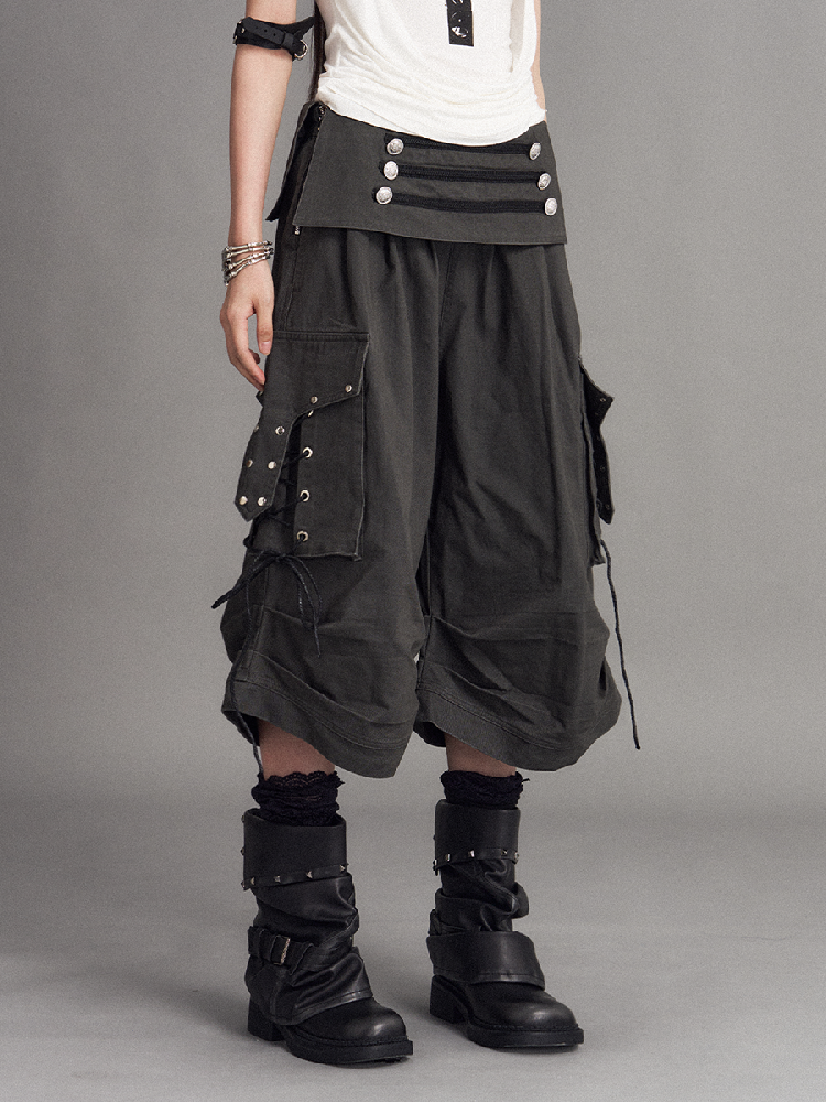 Distressed Low Waist Workwear Shorts【s0000017527】