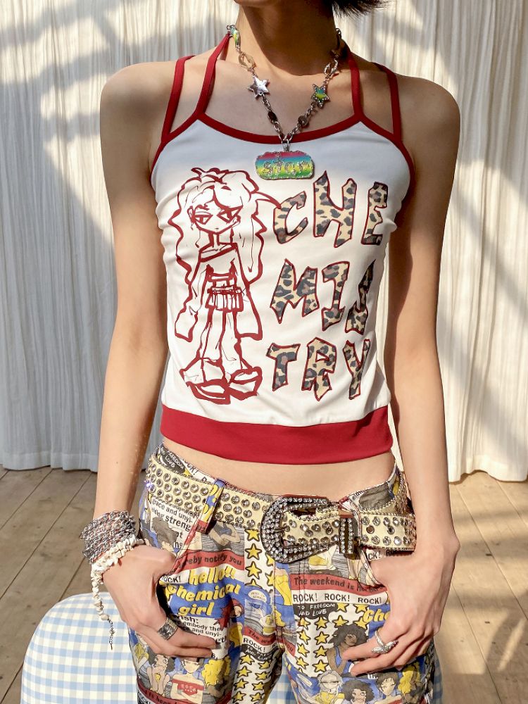 Fake two-piece manga camisole【s0000012425】