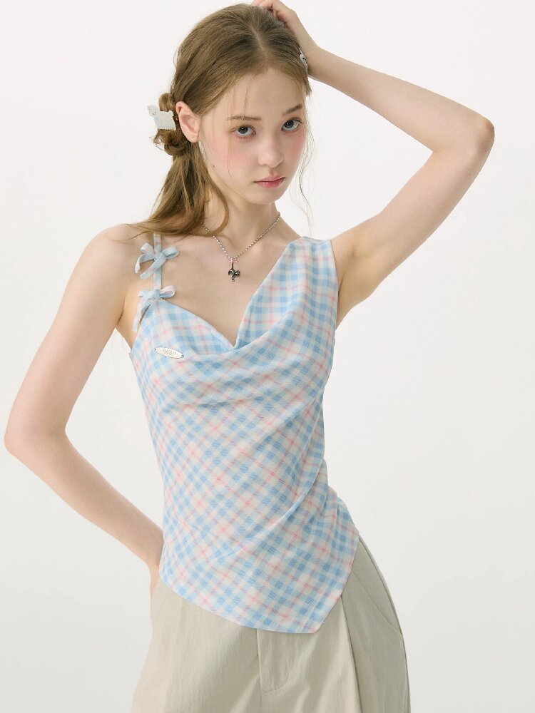 Summer Plaid Bow Vest Camisole【s0000017152】