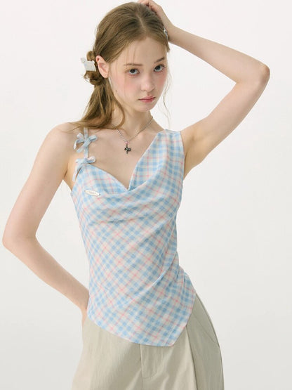 Summer Plaid Bow Vest Camisole【s0000017152】