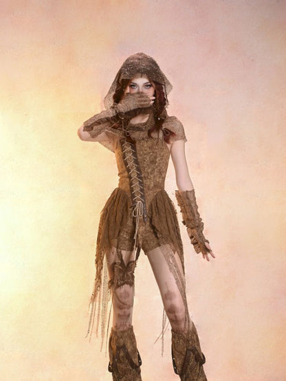 Aged Denim Asymmetric Plunge Top【s0000013508】