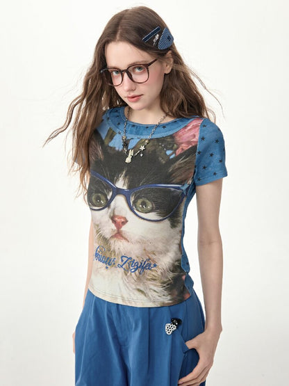 Top Student Cat Childlike T Shirt【s0000017267】