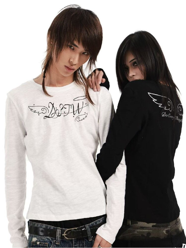 Angel Slogan Cotton Long-Sleeve T【s0000018356】