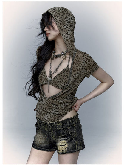 Metallic Leopard Mesh Hottie Short Sleeve T-Shirt [S0000008998]