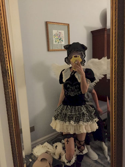 Plaid suit T-shirt/cake skirt【s0000012434】