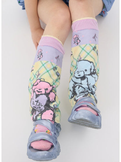 Bear Print Lace Stack Socks【s0000016708】