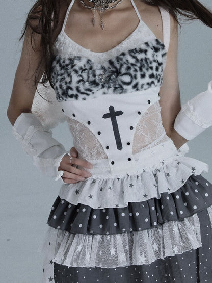 Cross Gothic Lace Patchwork Vest【s0000016718】