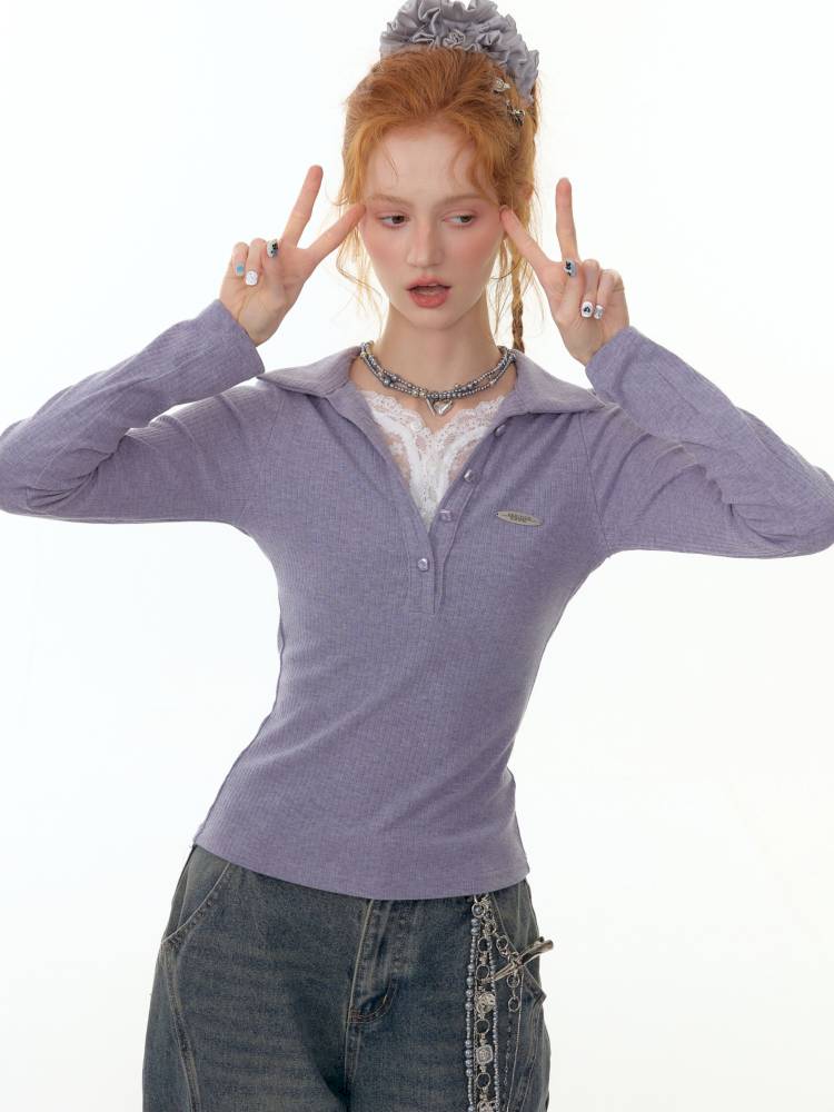Faux Two Long Sleeve T-Shirt Base【s0000014357】