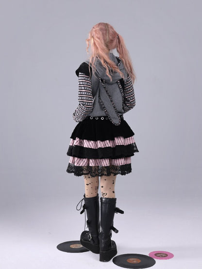 Velvet Striped Fluffy Note Skirt【s0000016226】