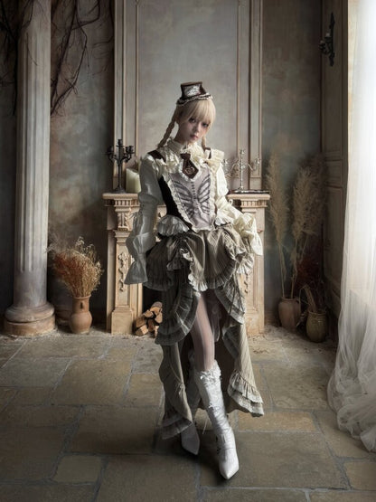 Stripe Lace Drawstring Cake Skirt【s0000015618】