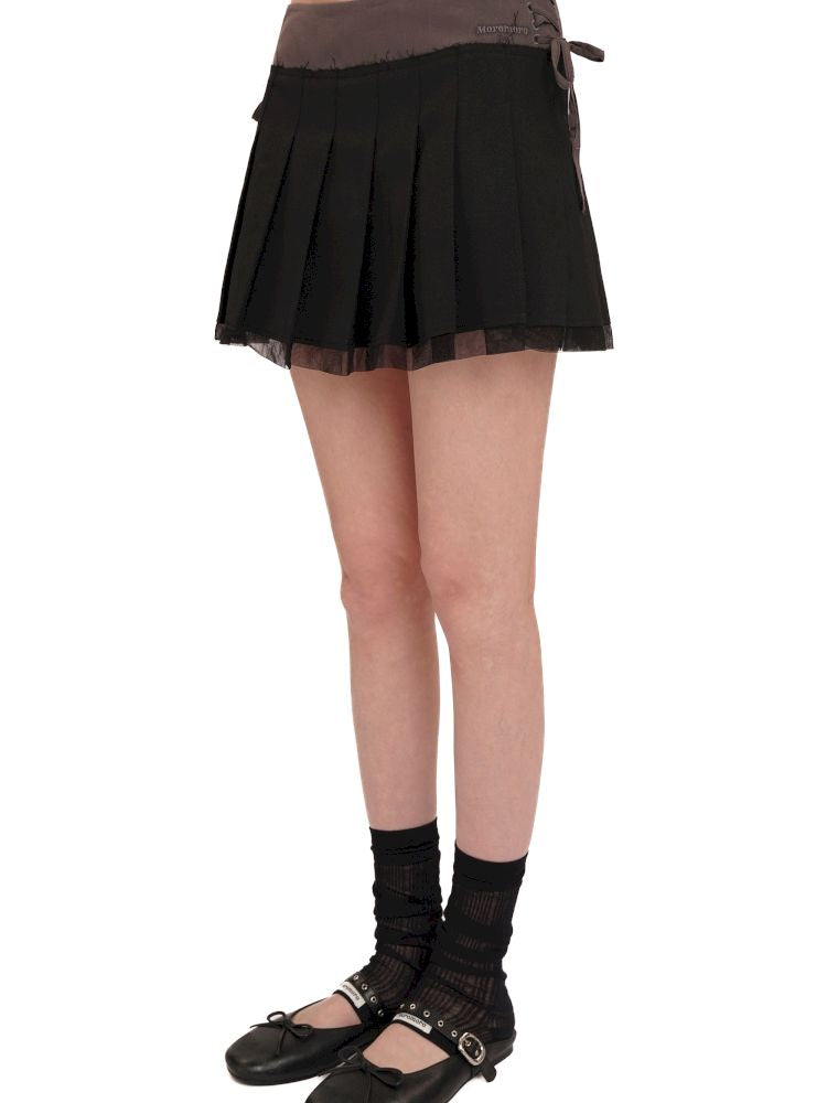 Hem Layered Mesh Pleated Skirt【s0000013431】