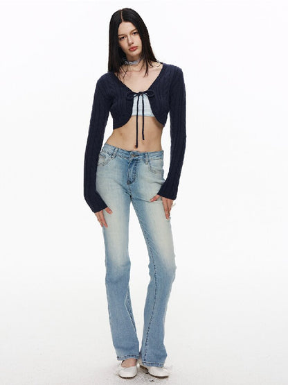 Light Washed Slim Bootcut Jeans【s0000015876】