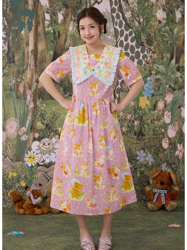 Floral Print Square Neck Cotton Dress【s0000017116】
