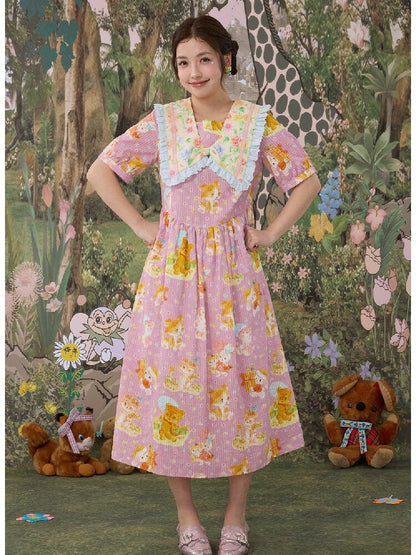 Floral Print Square Neck Cotton Dress【s0000017116】