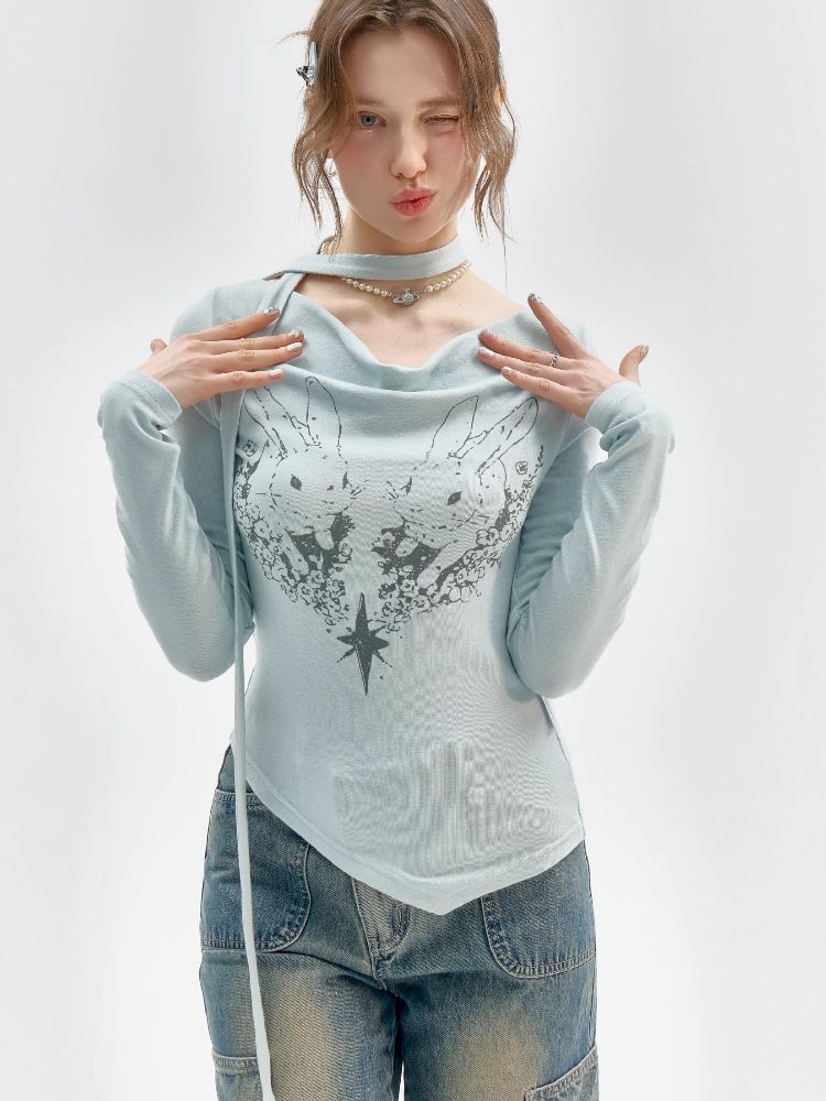 Swing Neck Long Sleeve T-Shirt【s0000011520】