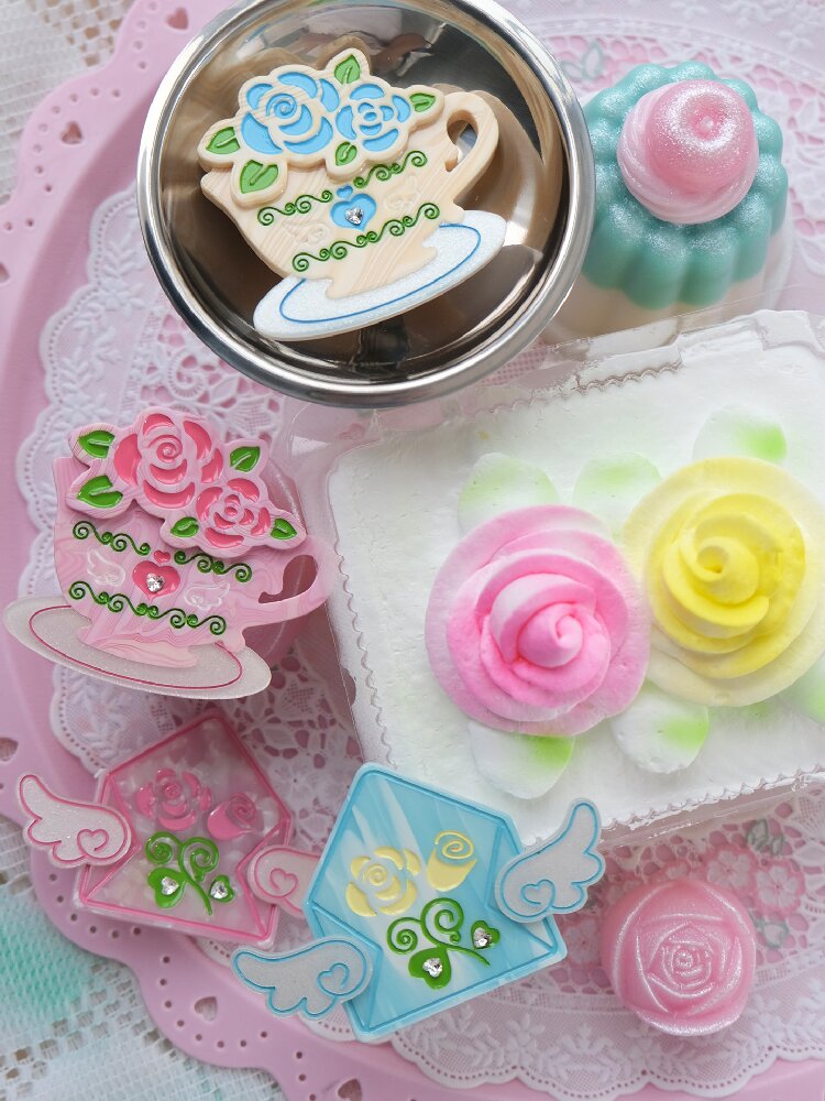 Rose Coffee Cup Printed Hair Clip【s0000017461】