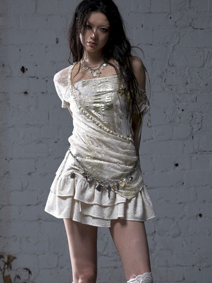 Patchwork two-way short-sleeved T-shirt【s0000012788】