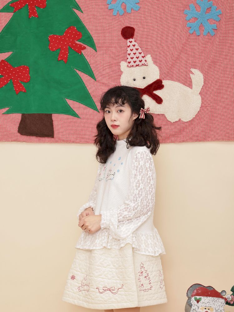 Embroidery Childish White Knit Sweater【s0000011199】