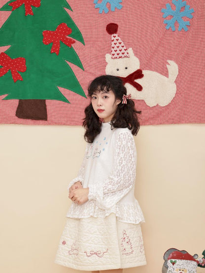 Embroidery Childish White Knit Sweater【s0000011199】