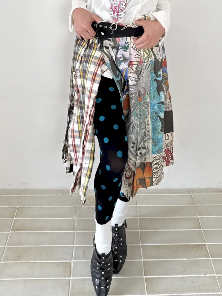 Frayed Waist Belt One-Piece Plaid Skirt【s0000014201】