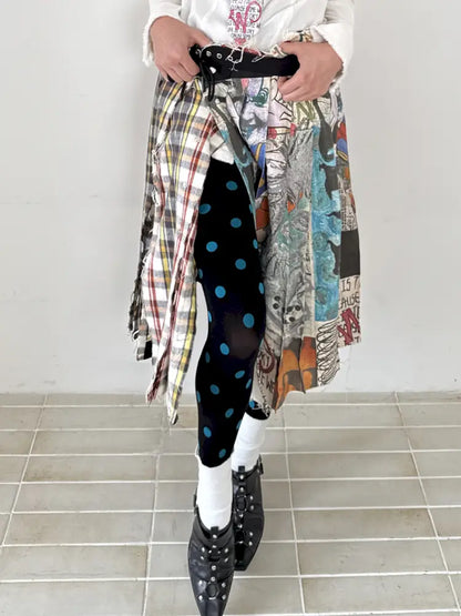 Frayed Waist Belt One-Piece Plaid Skirt【s0000014201】