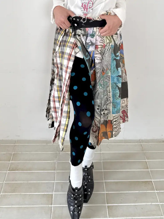Frayed Waist Belt One-Piece Plaid Skirt【s0000014201】