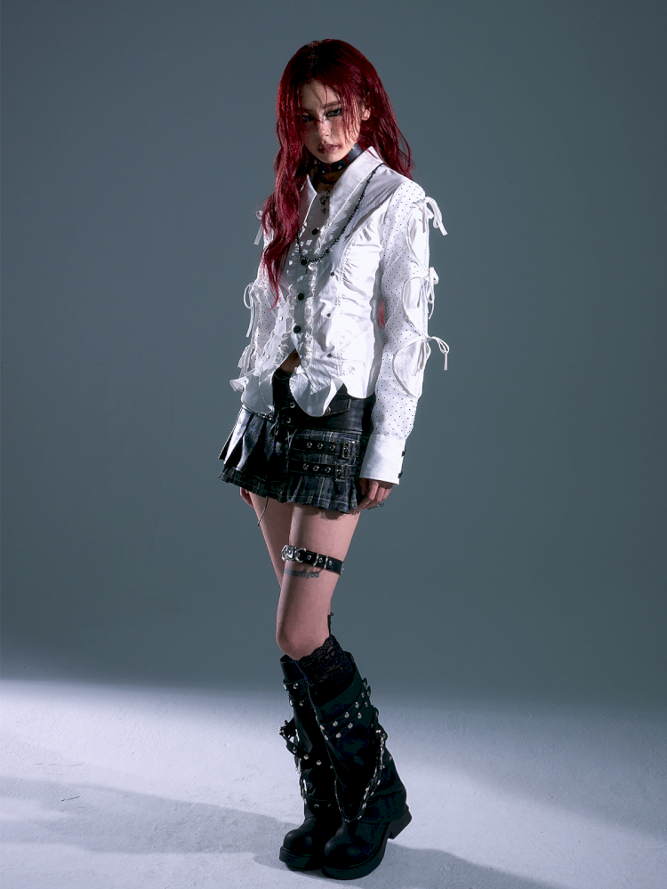 Low Waist Tie Pleated Plaid Skirt【s0000013693】
