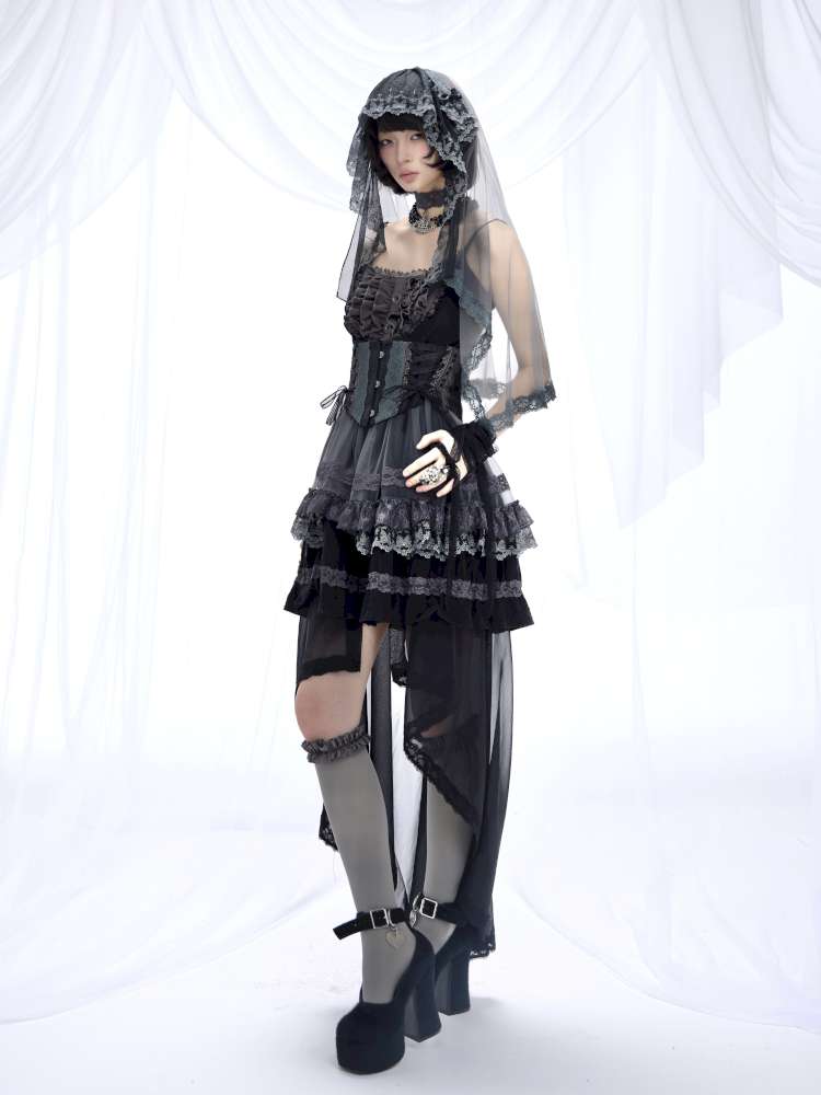 Dark Lolita Lace Mesh Sundress Dress【s0000014684】