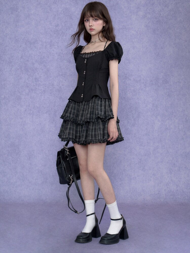 Halter Neck Faux Two Piece Dress【s0000017684】