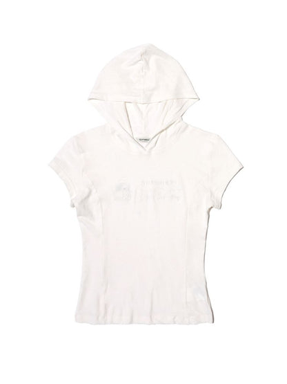 Small Worn Hooded Short Sleeve Top【s0000013441】