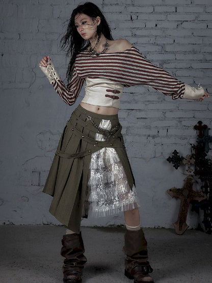 One Neck Tie Long Sleeve Short Top【s0000011832】